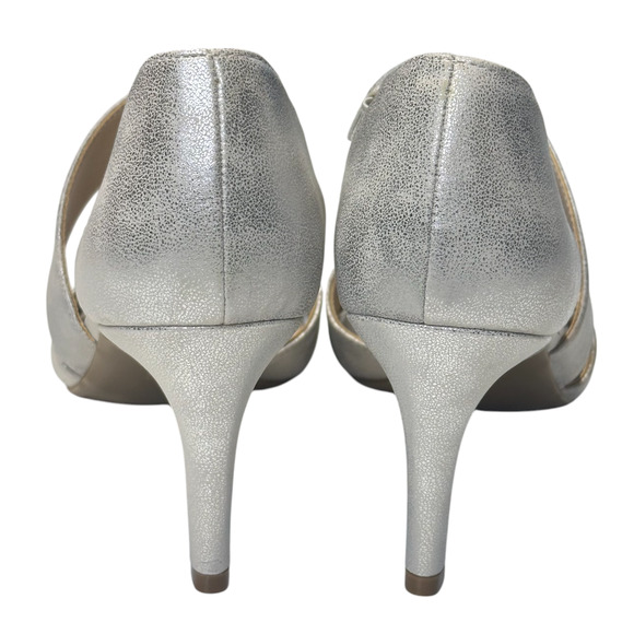 LifeStride Mega Strappy Sandals Silver Metallic Heels Wedding Party Sz 7.5M NWOT - Picture 6 of 12